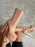 PU Chunky High Heel Ankle Boots