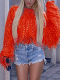 Sequin Tassel Knitted Sweater