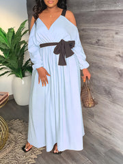 Cold Shoulder Belt Maxi Dresses