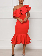 Ruffle One Shoulder Dress