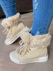 Warm Plush PU Leather Boots