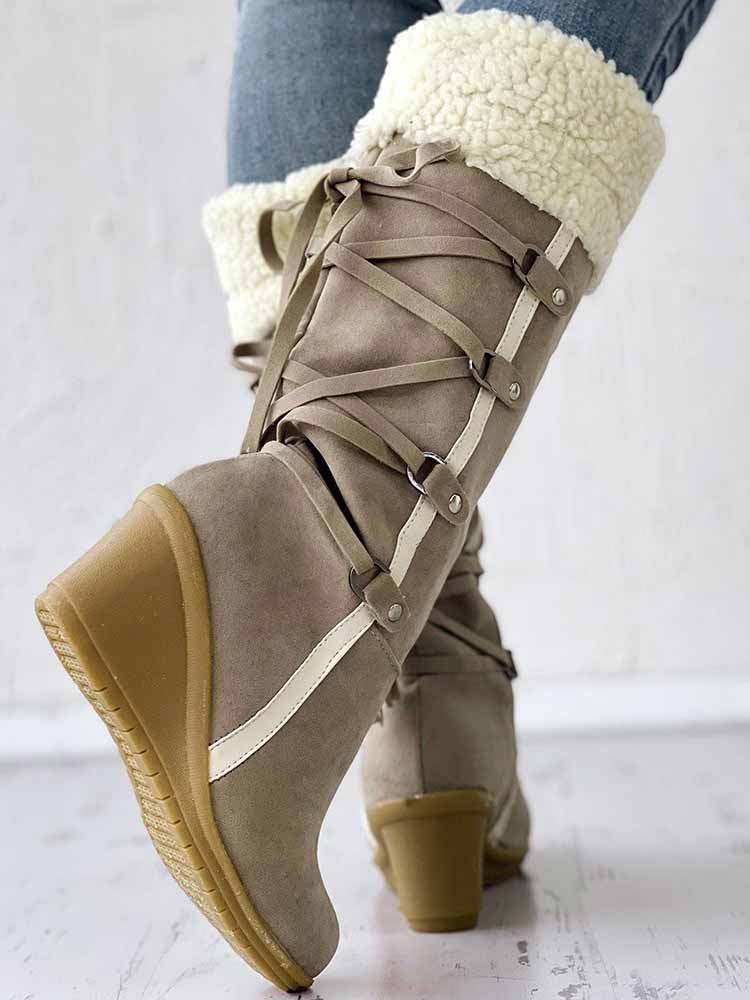 Tassel Wedge Calf Boots