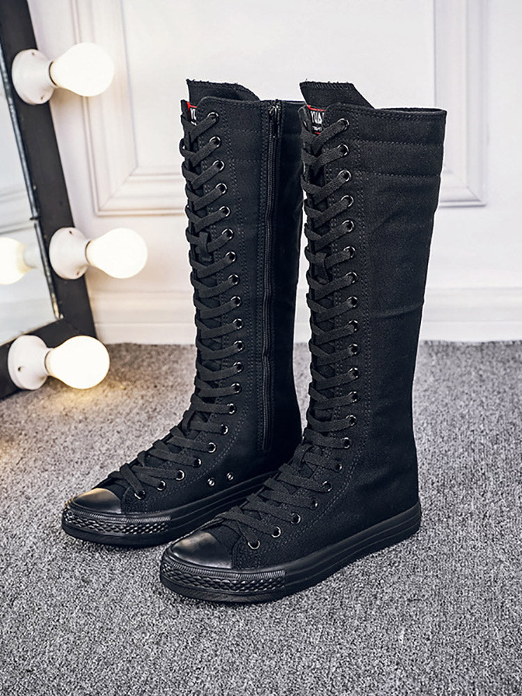 Lace-up Canvas Boots