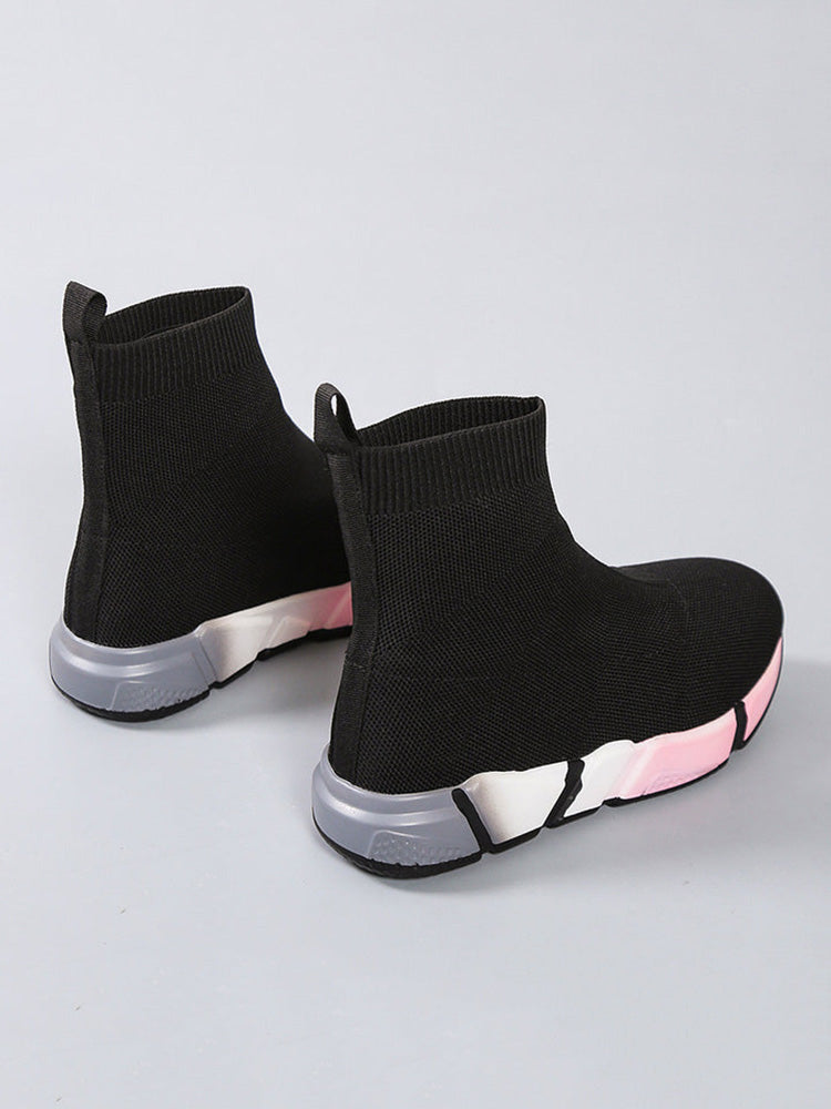 Color Block Knitted Platform Boots