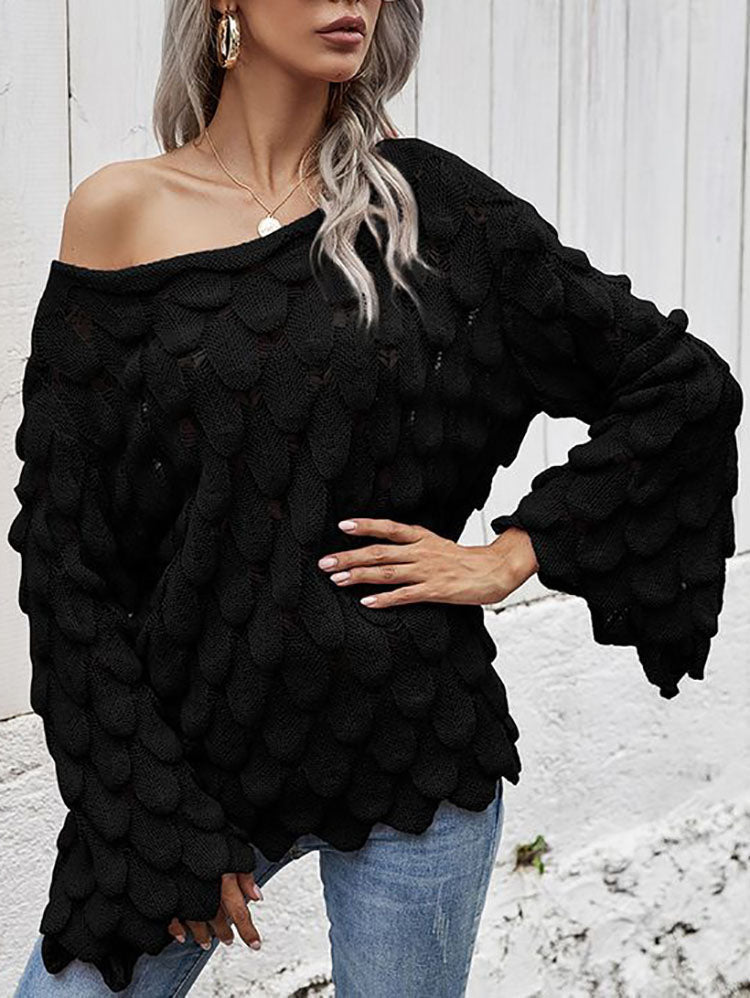 Pullover mit hohler One-Shoulder-Pullover