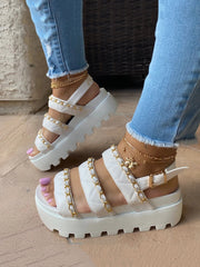 Chain Adjusting Buckle Thick Sole Sandals