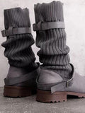 Knit Adjustable Buckle Boots