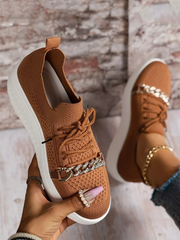 Chain Decor Lace-up Sneakers