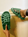 Solid Color Hollow Out Slippers