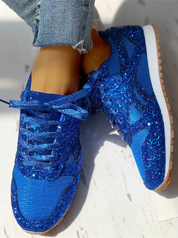 Lässige, atmungsaktive Sneakers mit Glitzer