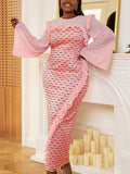 Ruffle Printed Bell Sleeve Wrap Dress