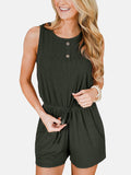 Front Button Drawstring Loose Jumpsuit