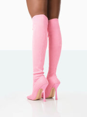 Knitted Square Toe Over The Knee Boot