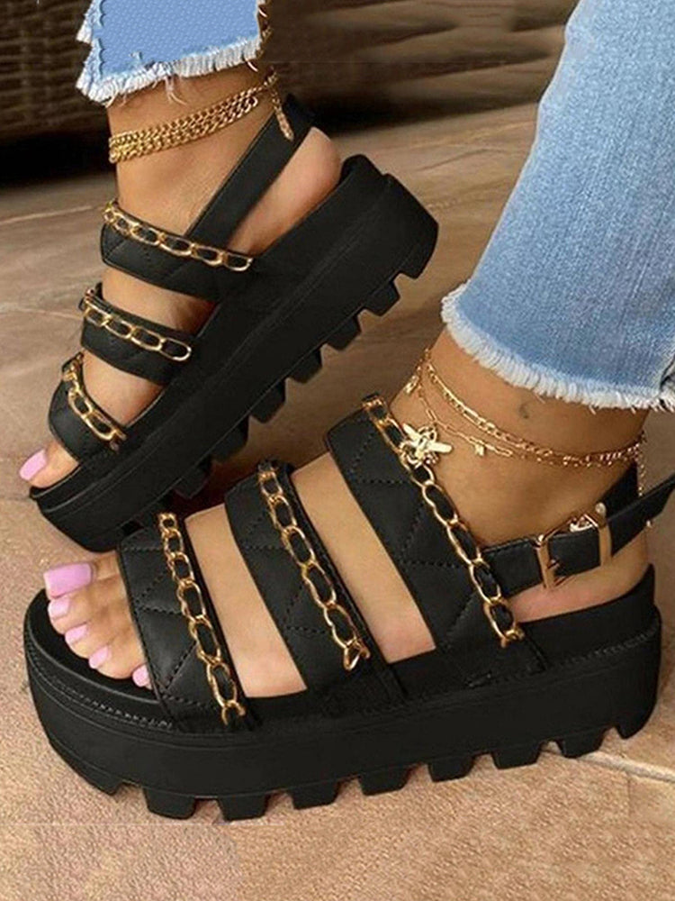 Chain Adjusting Buckle Thick Sole Sandals