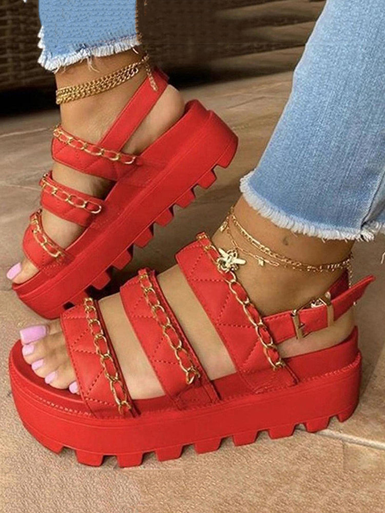 Chain Adjusting Buckle Thick Sole Sandals