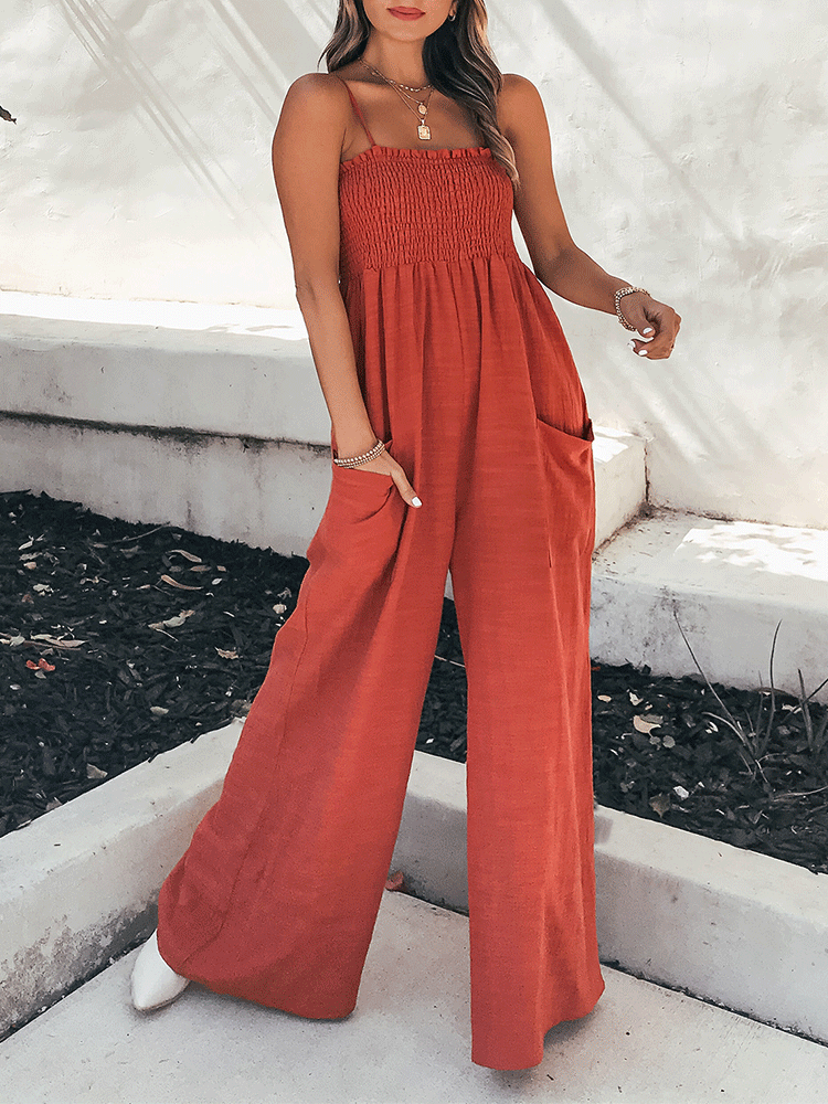 Spaghetti Strap Wide Leg Jumpsuit