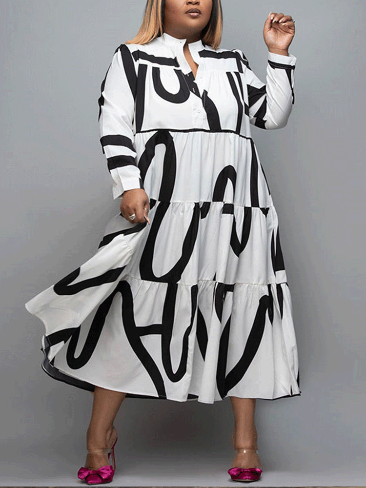 Casual Long Sleeves Loose Midi Dress