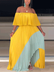 Chiffon Off Shoulder Ruffle Maxi Dress