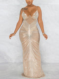 Sheer Mesh Rhinestones Party Dress