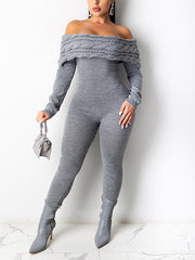 Knitted Off Shoulder Jumpsuit