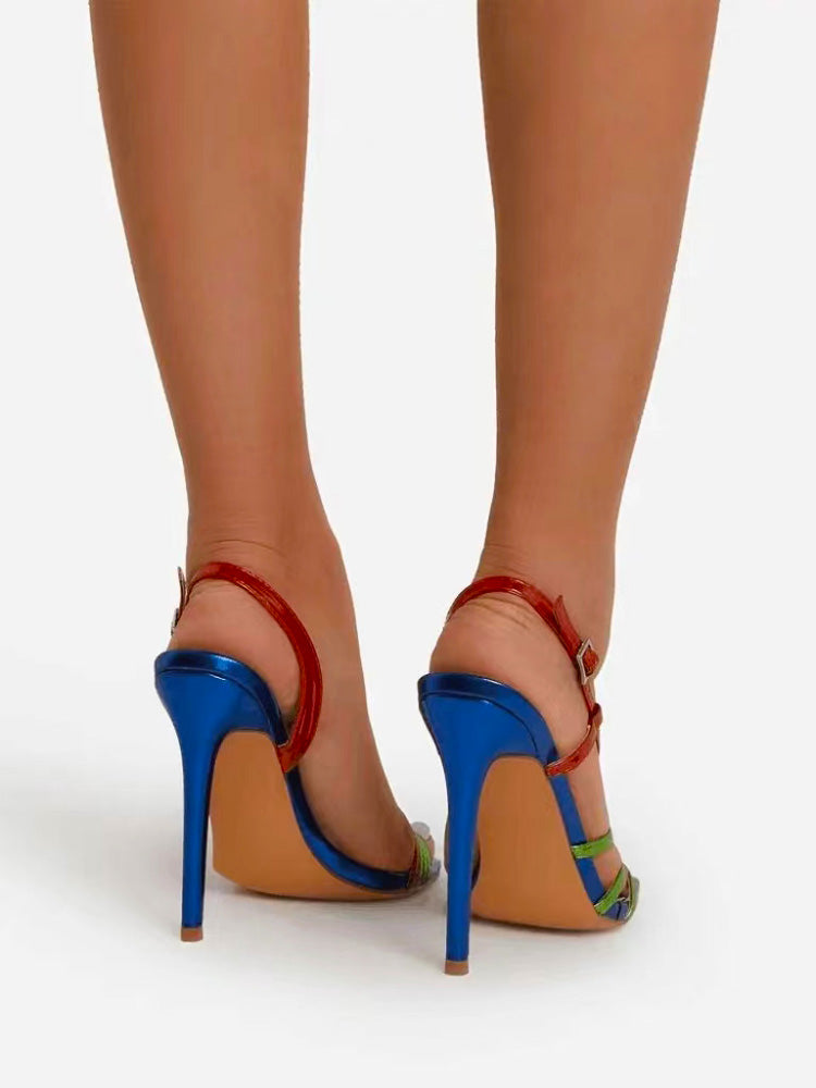 Colorblock Ankle Strap Heels