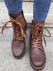 Chunky Heel Leather Boots