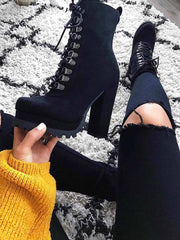 Suede Chunky Heel Booties