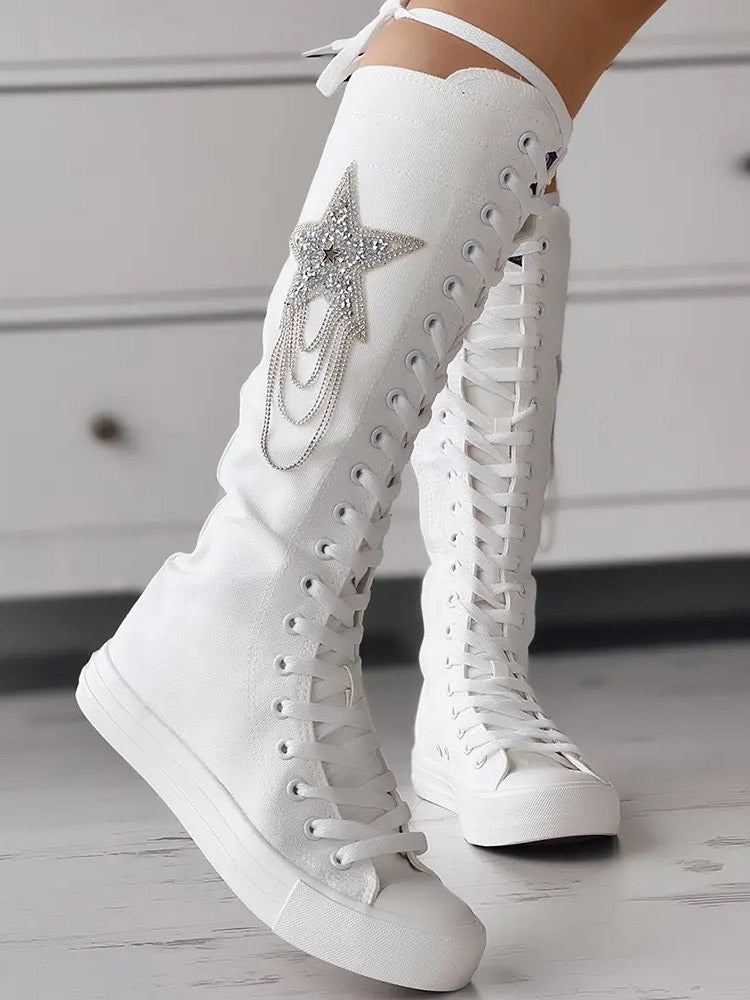 Lace-up Canvas Boots