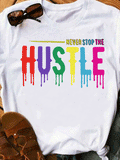 HUSTLE Letter Casual Tee