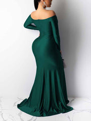 Party Off Shoulder Slit Maxi Dress