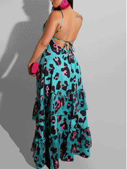 Leopard V Neck Maxi Dress