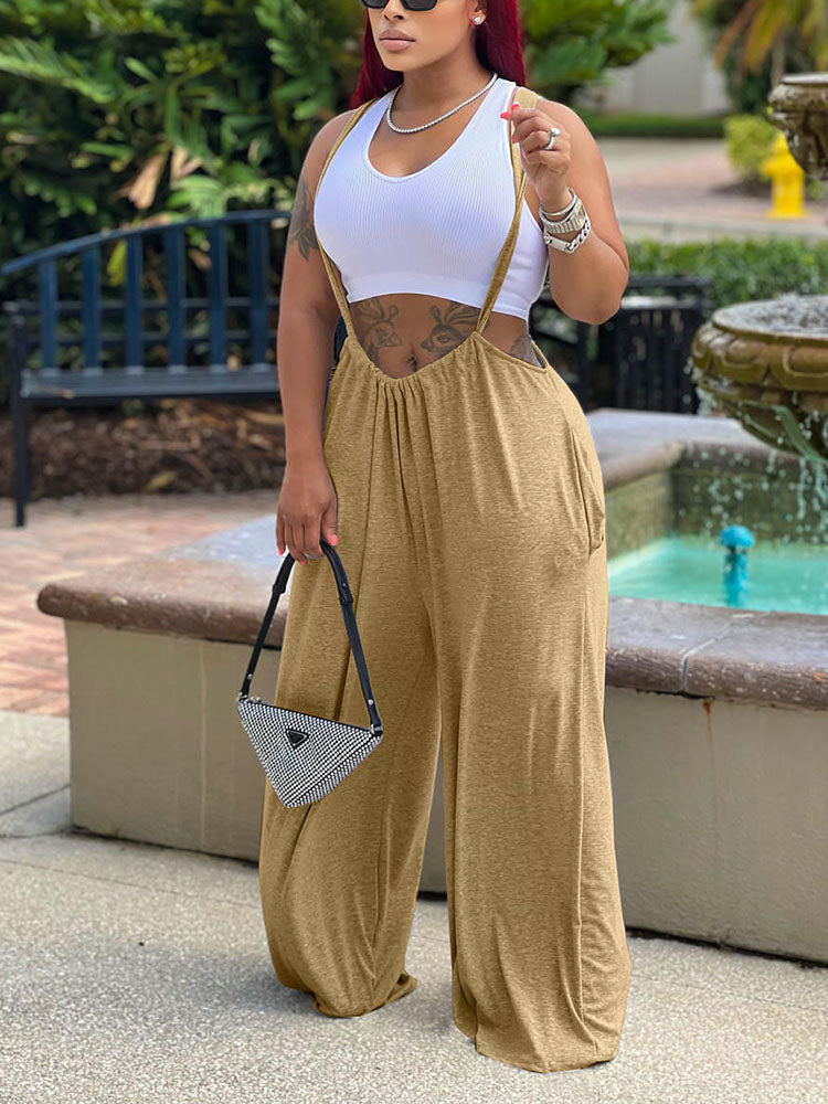 Solid Wide Leg Overall