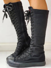 Lace-up Canvas Boots