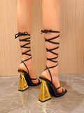 Geo Heel Square Toe Sandals