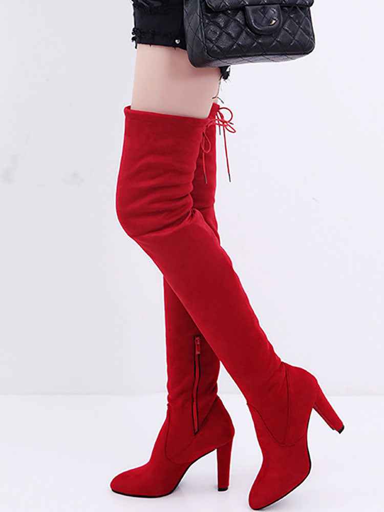 Round Toe High Heels Boots