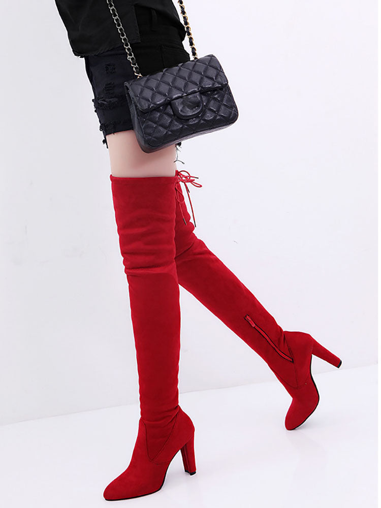 Round Toe High Heels Boots