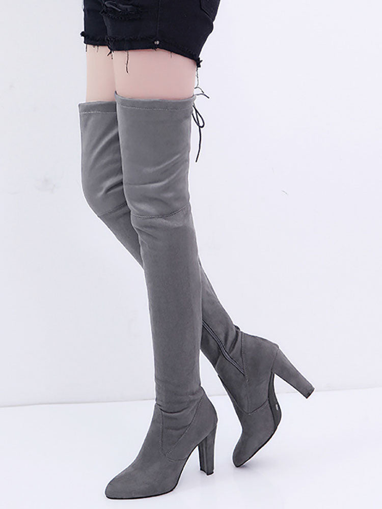 Round Toe High Heels Boots