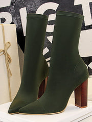 Stitching Chunky Heel Boots