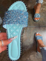 Zapatillas planas con brillantes diamantes de imitación