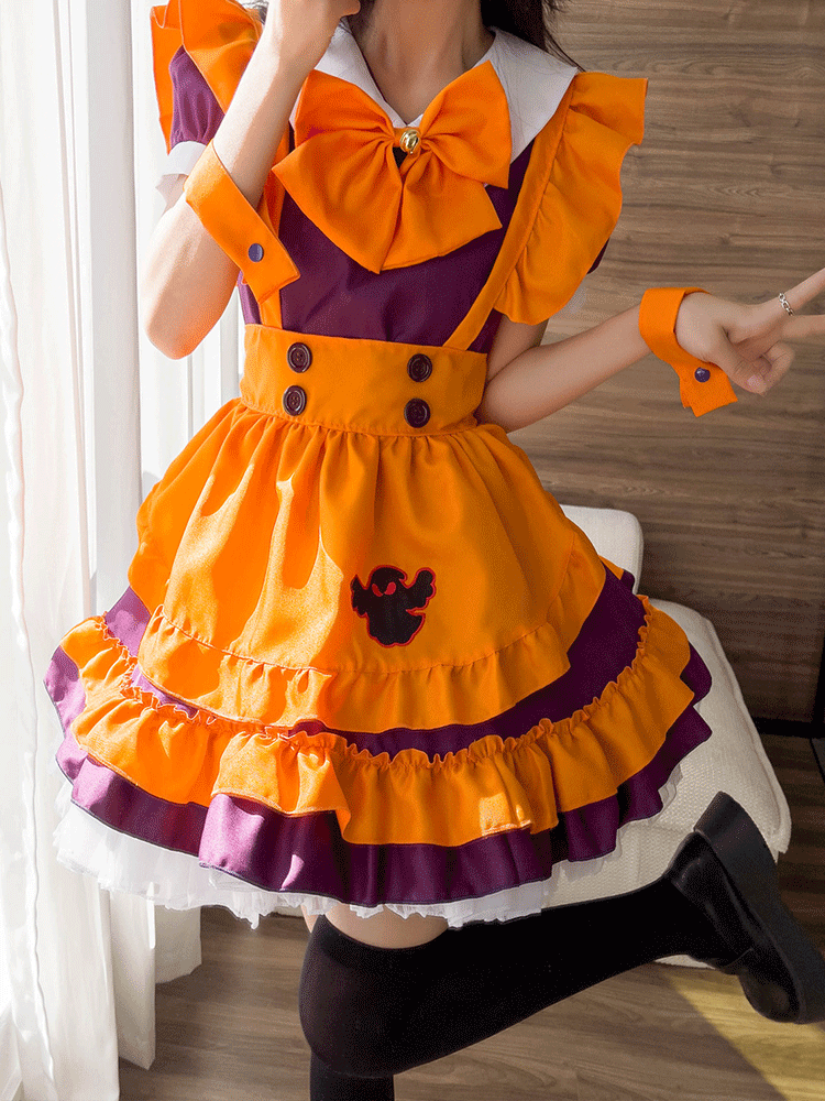 Vestido de mucama de calabaza para Halloween