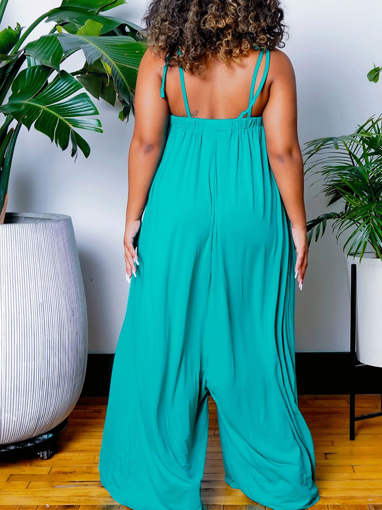 Casual Wide Leg Jumpsuit With Pockets