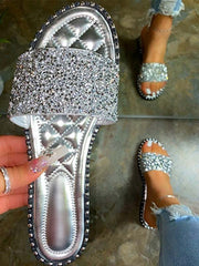 Bling Rhinestone Flat Slippers