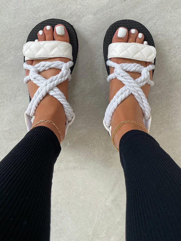 Braided Criss Cross Flats Sandals