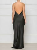 Backless Chain Halter Maxi Dress