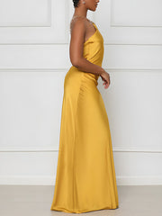 Backless Chain Halter Maxi Dress