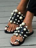 Pearl Decor Flat Casual Sandals