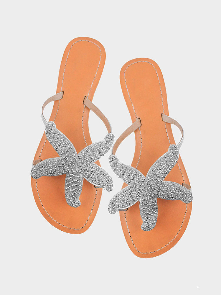 Starfish Pattern Beaded Sandals