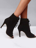 Peep Toe Lace-up Boots