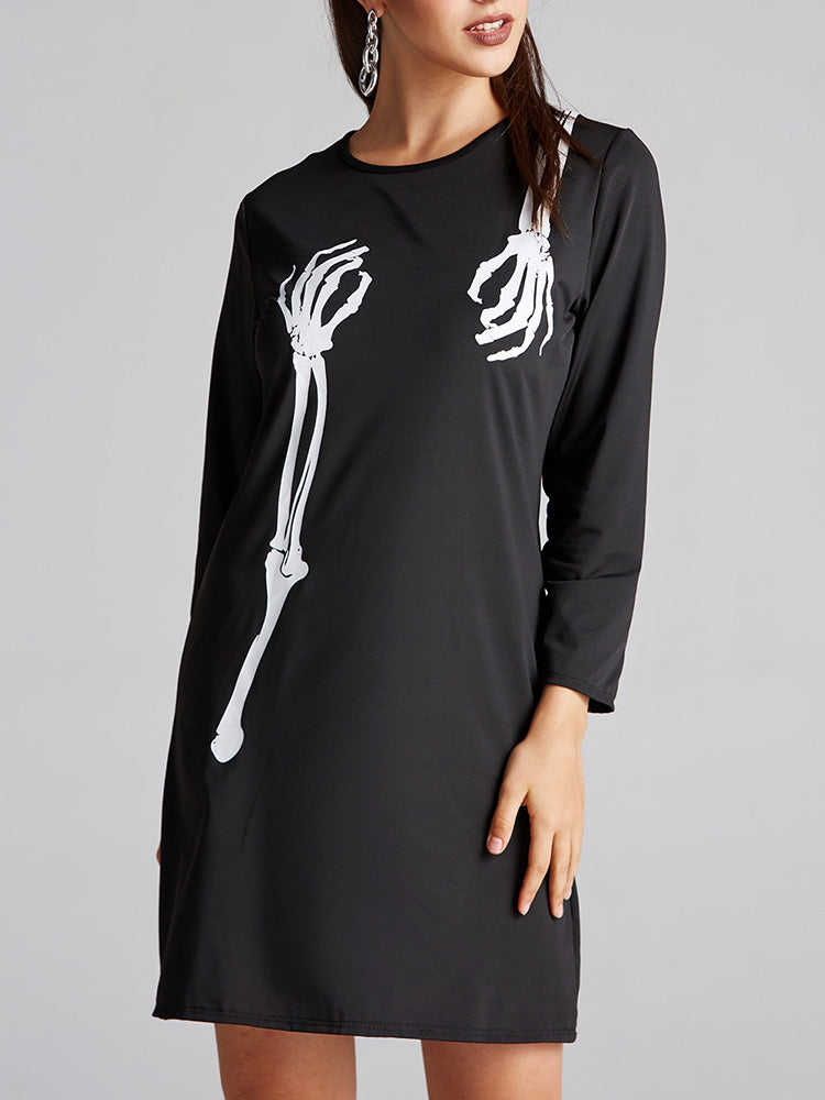 Skull Printed Halloween Dress