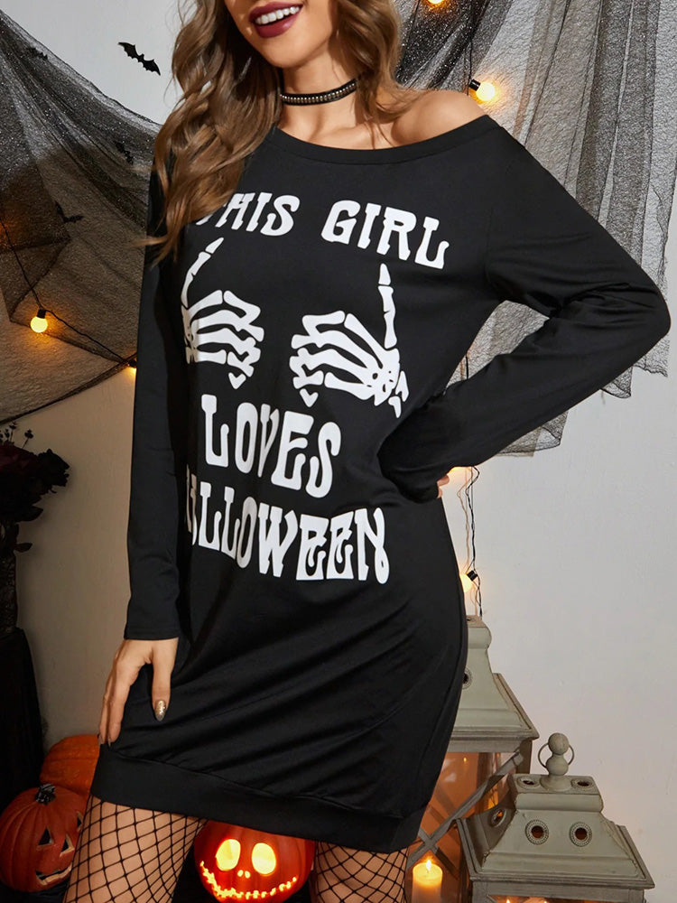 Halloween-Kleid mit Totenkopf-Print